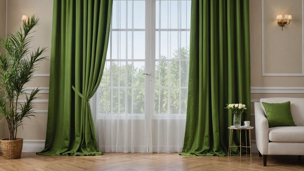 Élégance et fraîcheur avec rideau vert sapin d'ombre intérieur